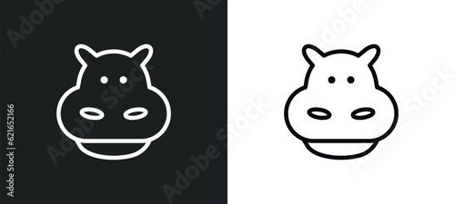 hippopotamus outline icon in white and black colors. hippopotamus flat vector icon from animals collection for web, mobile apps and ui.