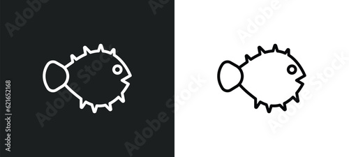 globe fish outline icon in white and black colors. globe fish flat vector icon from animals collection for web, mobile apps and ui. © Digital Bazaar