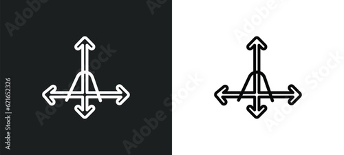 tangent outline icon in white and black colors. tangent flat vector icon from analytics collection for web, mobile apps and ui.