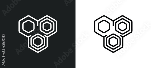 hexagon outline icon in white and black colors. hexagon flat vector icon from analytics collection for web, mobile apps and ui.