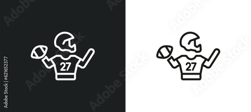 football player outline icon in white and black colors. football player flat vector icon from american football collection for web, mobile apps and ui.