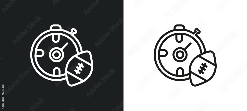 stopwatch outline icon in white and black colors. stopwatch flat vector icon from american football collection for web, mobile apps and ui.
