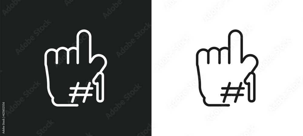 Obraz premium foam finger outline icon in white and black colors. foam finger flat vector icon from american football collection for web, mobile apps and ui.