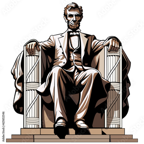 Lincoln Memorial Statue Silhouette Vector Illustration on White Background photo