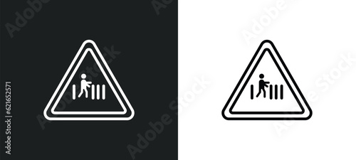 zebra crossing outline icon in white and black colors. zebra crossing flat vector icon from alert collection for web  mobile apps and ui.