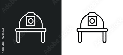 firefighter helmet outline icon in white and black colors. firefighter helmet flat vector icon from alert collection for web, mobile apps and ui.
