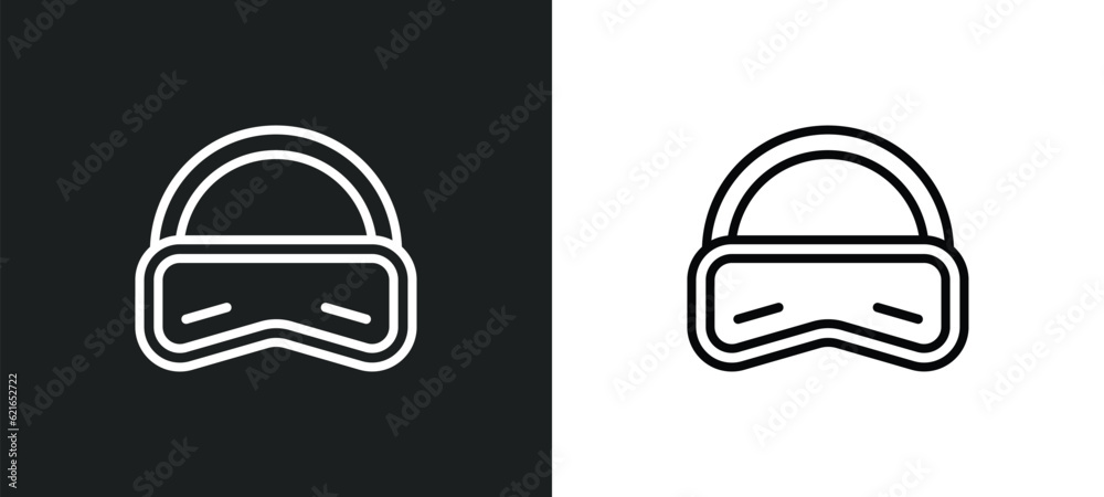 Fototapeta premium aeroplane pilot glasses outline icon in white and black colors. aeroplane pilot glasses flat vector icon from airport terminal collection for web, mobile apps and ui.