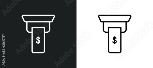 dollar bill from cash hine outline icon in white and black colors. dollar bill from cash hine flat vector icon from airport terminal collection for web, mobile apps and ui.