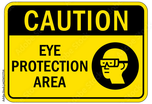 Wear eye protection warning sign and labels