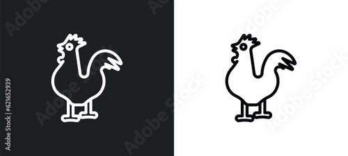 rooster outline icon in white and black colors. rooster flat vector icon from farming collection for web  mobile apps and ui.