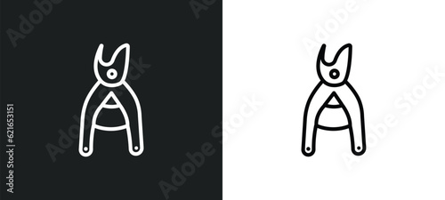 pruners outline icon in white and black colors. pruners flat vector icon from agriculture farming collection for web, mobile apps and ui.