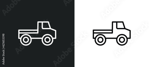 pickup truck outline icon in white and black colors. pickup truck flat vector icon from africa collection for web, mobile apps and ui.