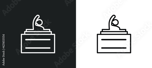 disc jockey outline icon in white and black colors. disc jockey flat vector icon from activities collection for web, mobile apps and ui.