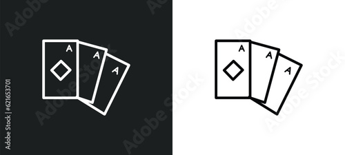 baccarat outline icon in white and black colors. baccarat flat vector icon from activity and hobbies collection for web, mobile apps and ui.