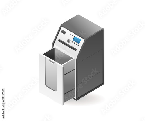 Technology Paper shredder concept isometric illustration