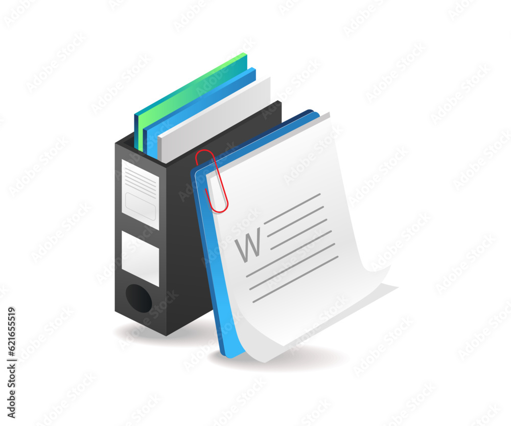 File box for compiling paper data concept isometric illustration File box for compiling paper data concept isometric illustration