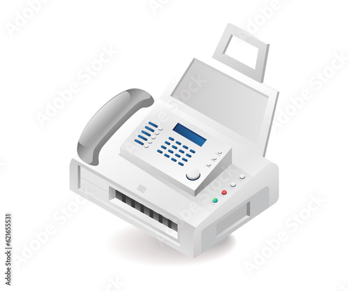 Facsimile technology concept isometric illustration