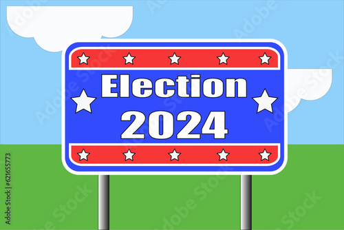 USA 2024 election vector background road sign