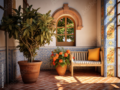 Sunkissed Mediterranean Reverie: An Invitingly Warm and Vibrant Interior with Rustic Tiles and Azure Accents © Moritz