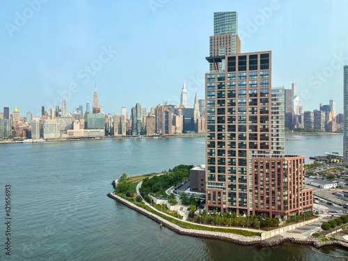 View from Brooklyn to Manhattan Island. in New York. Residential and commercial buildings. photo