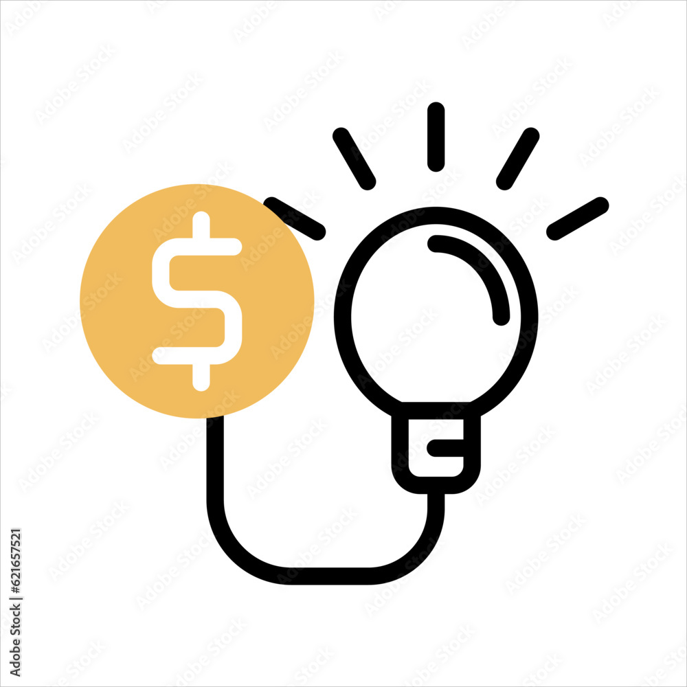 Light bulb line business idea icon vector, isolated on white background ...