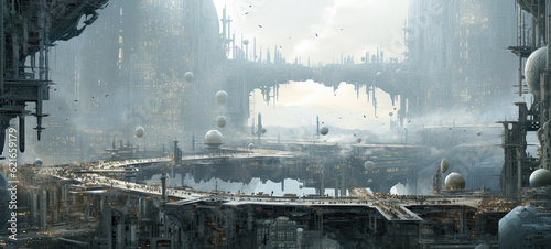 Futuristic city illustration - AI generated image. © Ricardo Nóbrega