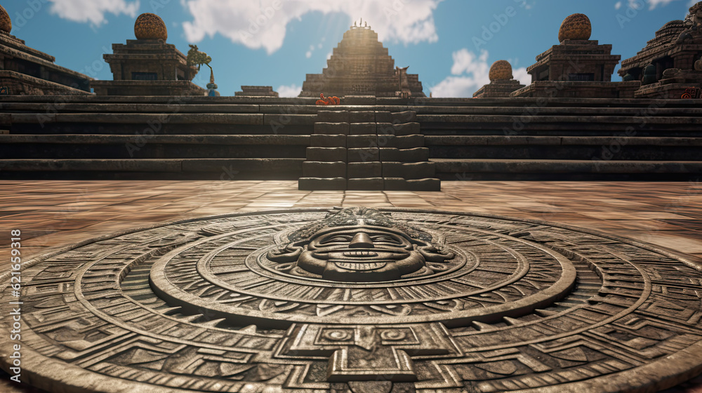 Illustration of Aztec temple - AI generated image.