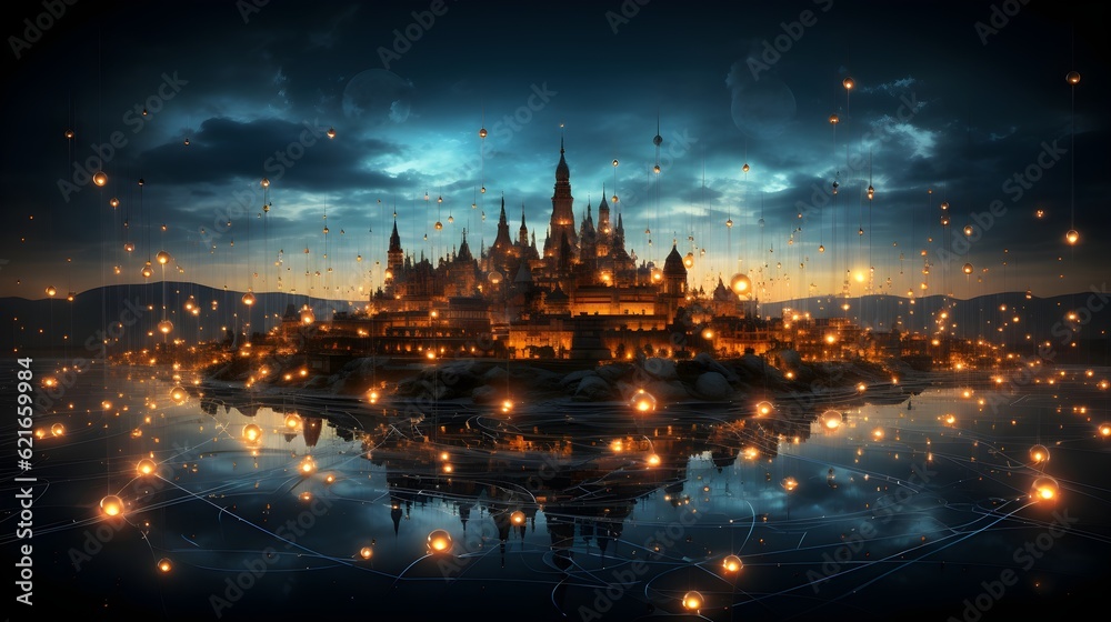 Obraz premium The Connected World: An Evocative Representation of Artificial Intelligence in a Globalized Society