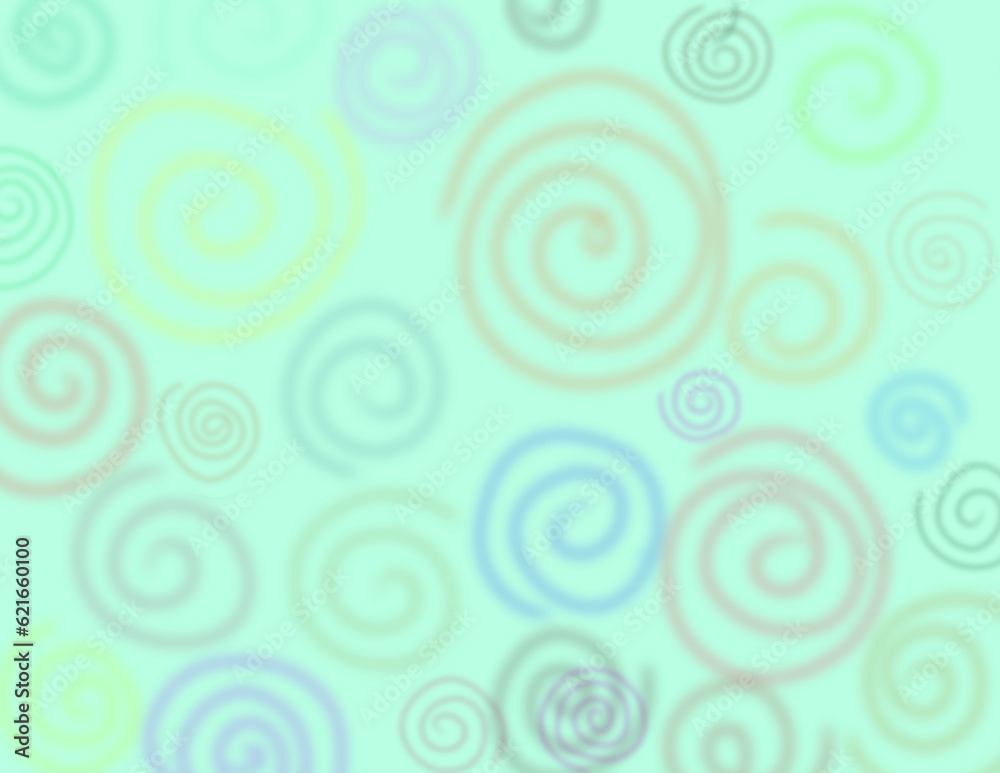 colorful swirling circle doodle pattern on blue background