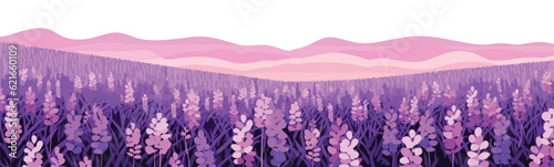 A blooming lavender field vector simple 3d smooth isolated illustration