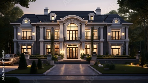 Two floor european house concept neoclassic style photo