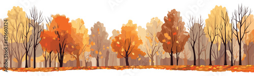 Stampa su tela Autumn foliage in a park vector simple 3d smooth isolated illustration