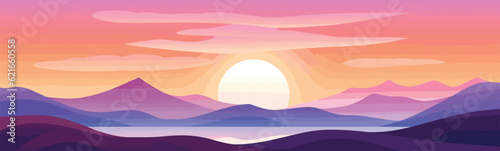 sunset vector simple 3d smooth cut and paste white isolated illustration