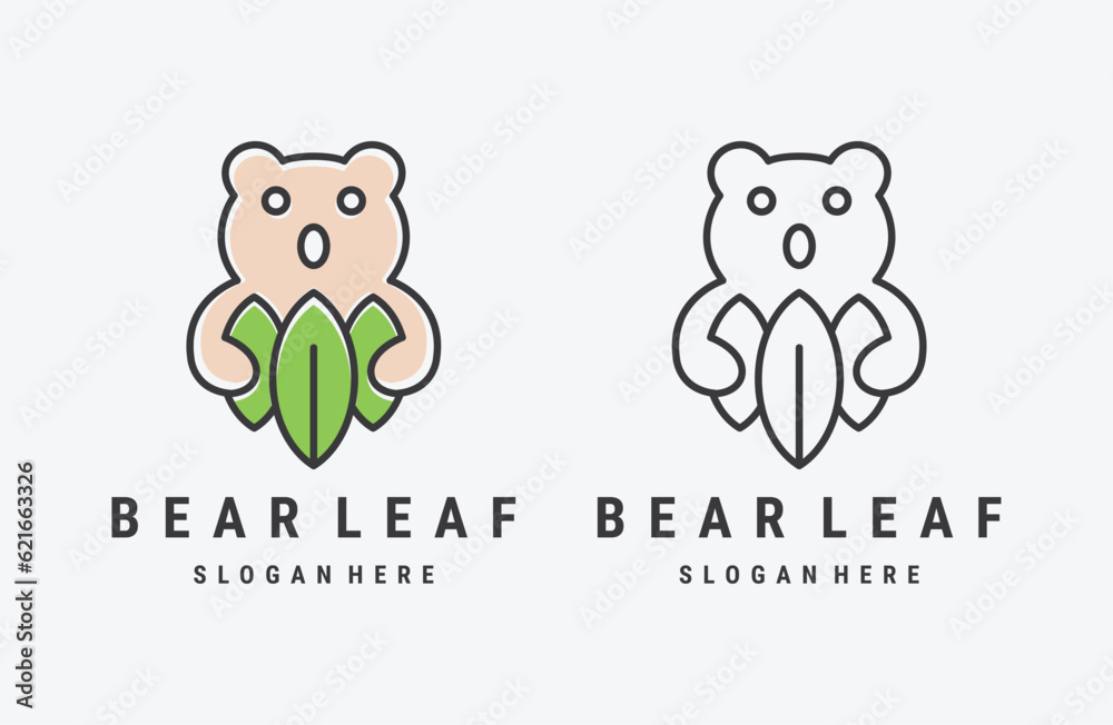 bear leaf nature logo vector icon illustration bear leaf nature logo vector icon illustration