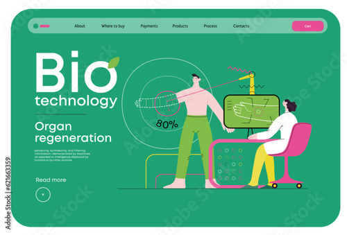 Bio Technology, Organ regeneration -modern flat vector concept illustration of a hand regenerating, futuristic technology. Metaphor of regenerative medicine and the body's ability to self-repair