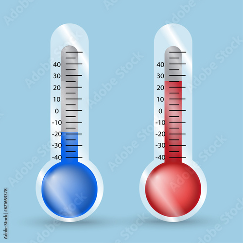 Hot and cold thermometer icon in vector illustration