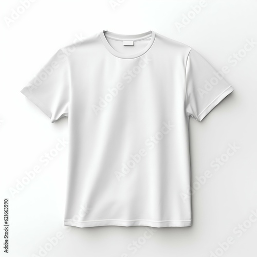 White Blank T-shirt on White Background. Generative ai