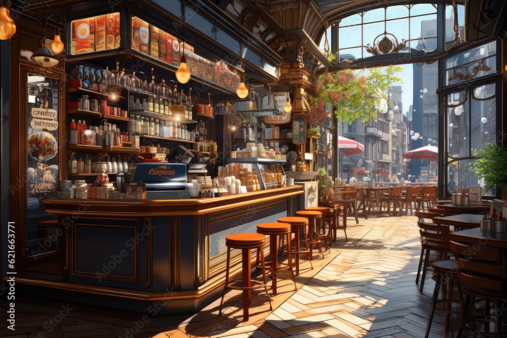 Savoring the Aroma: Exploring the Lives of Baristas, Customers, and the Cozy Atmosphere in a Lively Coffee Shop Generative AI