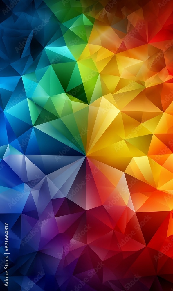 Fototapeta premium Rainbow Geometric Polygonal Triangles Abstract Design Pattern Phone Wallpaper Background