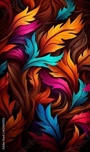 Colorful Autumn Fall Leaves Design Pattern Phone Wallpaper Background