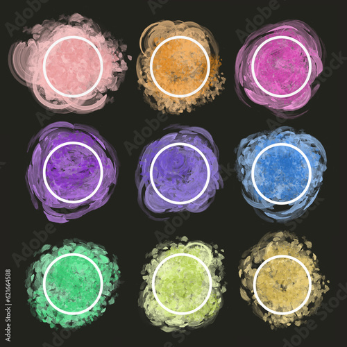 Circles round water color splotch hand drawn pastel style colors '