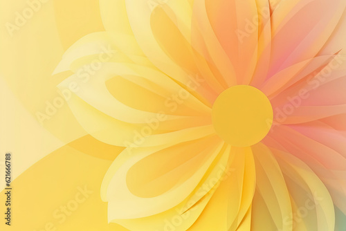 Abstract summer flower on yellow minimalist background, copy space