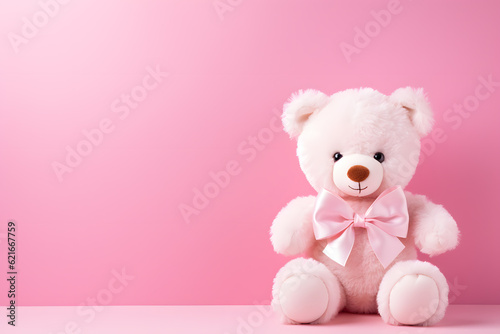 Lovable and pretty teddy bear with ribbon and giftbox, for child, childhood, birthday, party, gift, bed, bedtime 