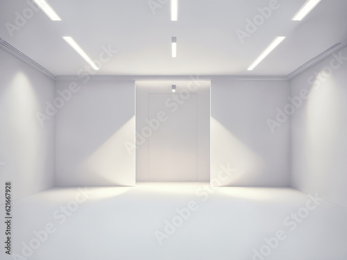 empty white big open industrial hall 3d render illustration