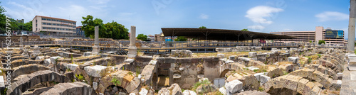Panoramic view The Agora of Smyrna. Agora of Izmir is an ancient Roman agora located in Smyrna.