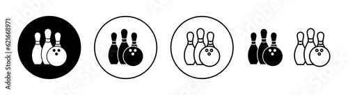 Bowling icon set for web and mobile app. bowling ball and pin sign and symbol.