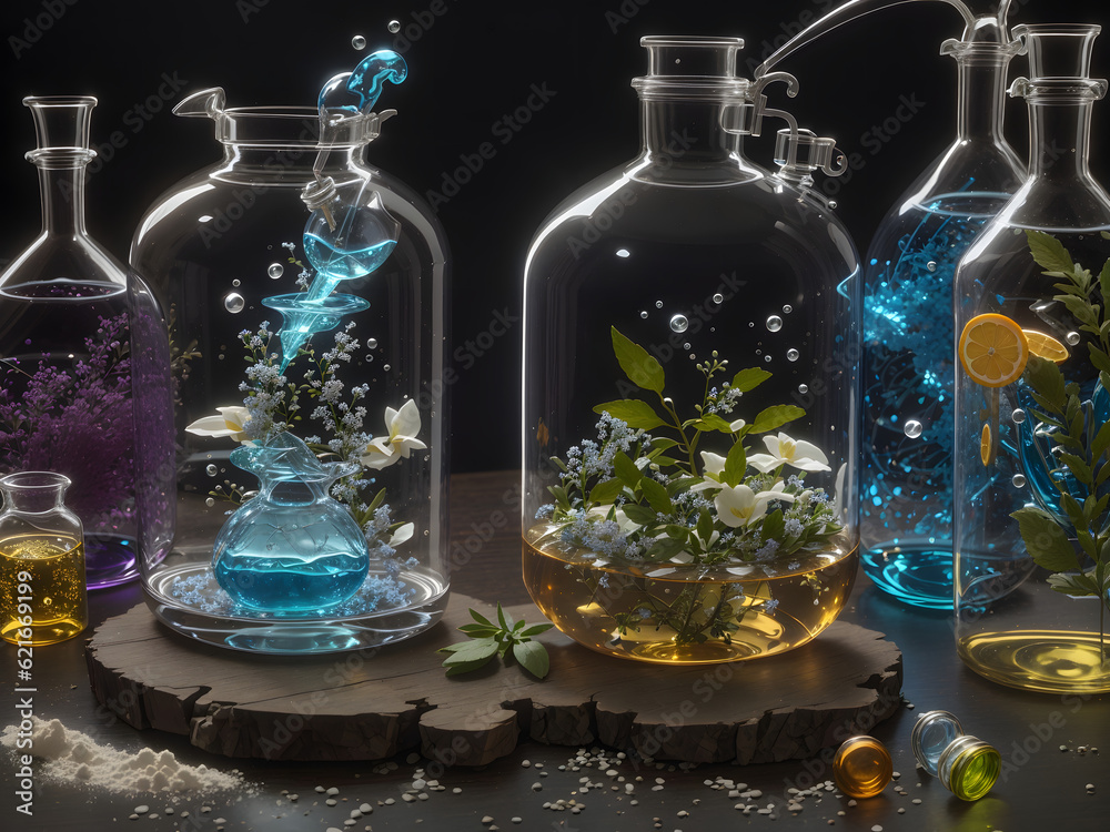 vials with potions