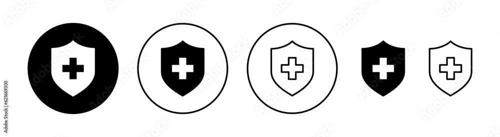 Fototapeta premium Health insurance icon set for web and mobile app. Insurance document sign and symbol