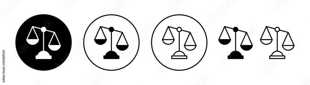 Scales icon set for web and mobile app. Law scale icon. Justice sign and symbol Scales icon set for web and mobile app. Law scale icon. Justice sign and symbol