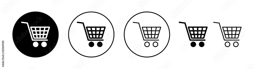 Shopping icon set for web and mobile app. Shopping cart sign and symbol. Trolley icon Shopping icon set for web and mobile app. Shopping cart sign and symbol. Trolley icon